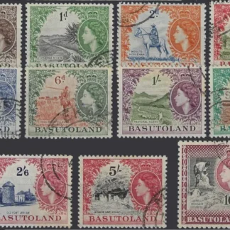 Queen Elizabeth II, Basutoland 1954, ½d-10/-, SG 43-53