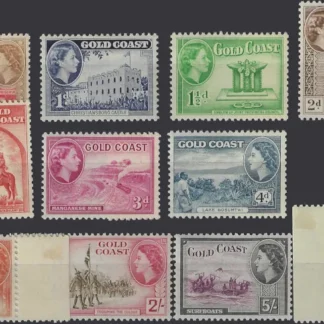 Queen Elizabeth II, Gold Coast 1952-54, ½d-10/-, SG 153-64