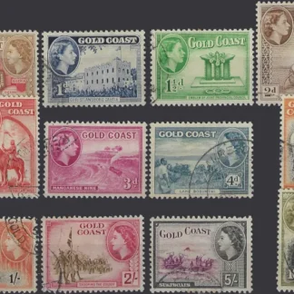 Queen Elizabeth II, Gold Coast 1952-54, ½d-10/-, SG 153-64