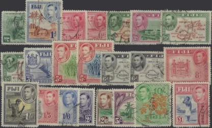 King Edward VII, Fiji 1938, ½d-£1, SG 249-66b