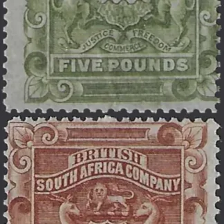 Coat of Arms, Rhodesia 1892-93, £5, £10, SG 12, 13