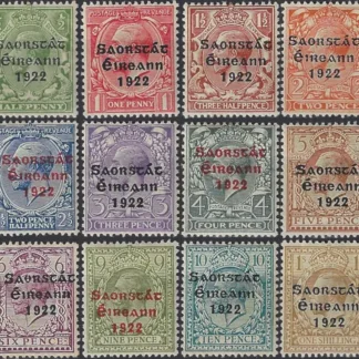 King George V, Ireland 1922, ½d - 1/-, SG 52 - 63