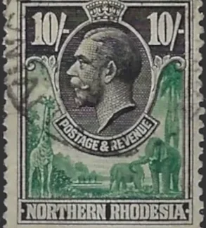 King George V, Northern Rhodesia 1925, 10/-, SG 16,