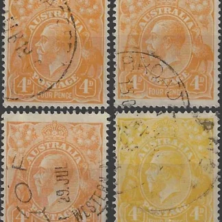 King George V, Australia 1915 - 17, 4d, SG 22 - 22c