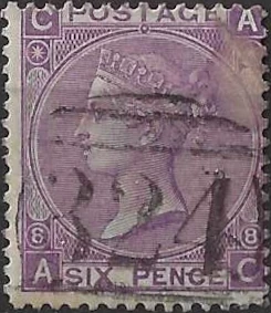 Queen Victoria, Great Britain 1869, 6d, SG 108