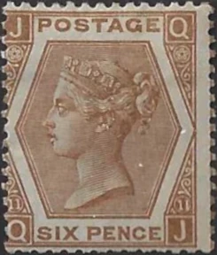 Queen Victoria, Great Britain 1872, 6d Spray WMK, SG 122
