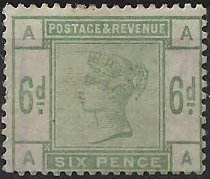 Queen Victoria, Great Britain 1883 - 4, 6d, SG 194