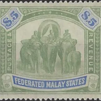 Postage & Revenue, Malay States 1925, $5 MS CA WMK, SG80