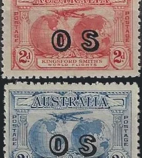 Kingsford Smith, Australia 1932, 2d & 3d, SG 0123 & 4