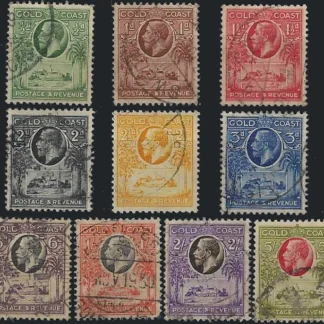 KGV Gold Coast 1928, ½d - 5/- Multi-script CA WMK, SG103-12