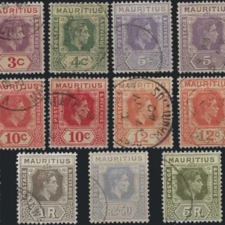 KGVI, Mauritius 1938, 2c - 10R, SG  252 - 263