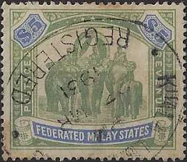 Federated States, Malay States 1925, $5, SG  80