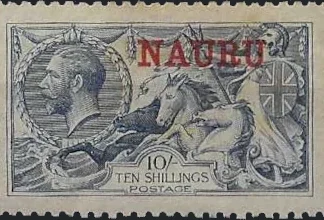 King George V Sea-Horse, Nauru 1916, 10/-, SG  23d