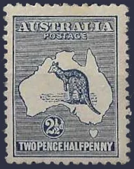 Kangaroos, Australia 1913, 2½d 1st WMK, SG4, ASC 4