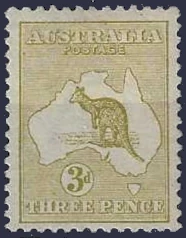 Kangaroos, Australia 1913, 3d 1st WMK, SG5, ASC 5, Die 1