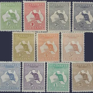 Kangaroos, Australia 1913, ½d - 2/- 1st WMK, SG1 - 12