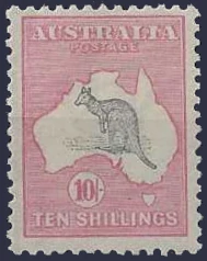 Kangaroos, Australia 1917, 10/- 3rd WMK, SG43, ASC 33