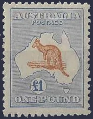 Kangaroos, Australia 1917, £1 3rd WMK, SG44a, ASC 34