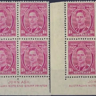 KGVI, Australia 1938, 1/-4d, SG175 & 175a, BW No.211, A & B