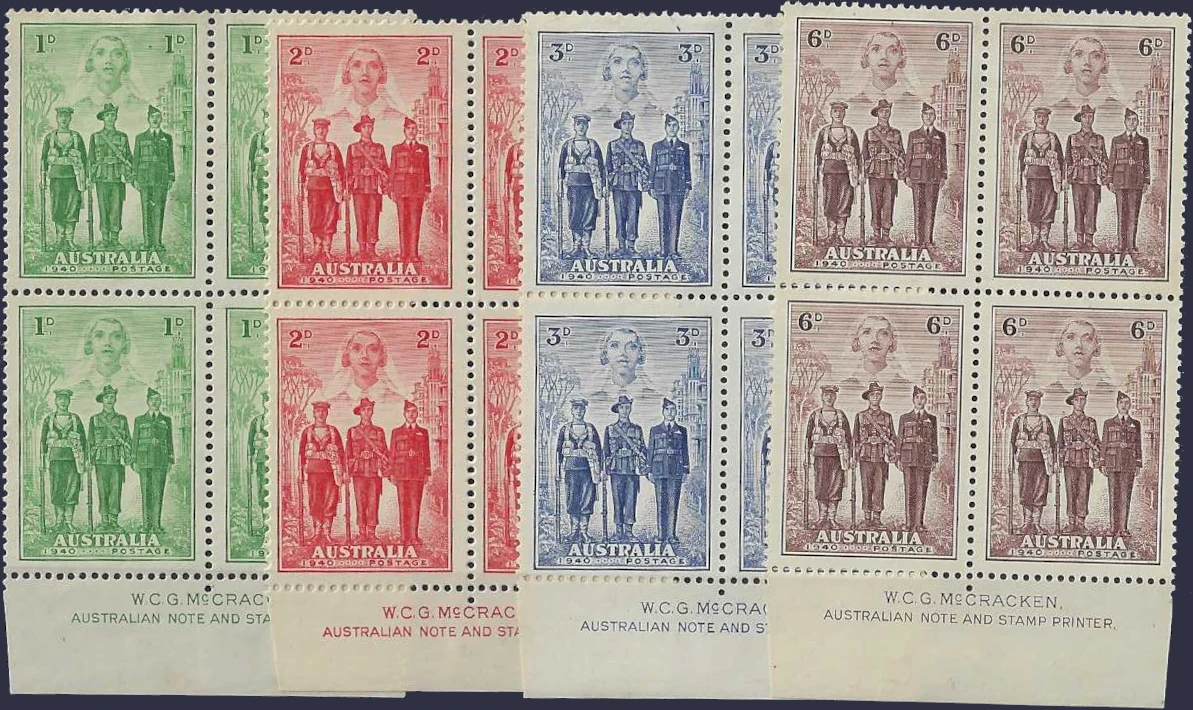 A.I.F, Australia 1940, 1d - 6d, SG196 - 9, ASC 214 - 7