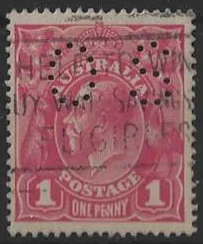KGV, Australia 1917, 1d Single Watermark, BW 71Sbb