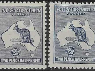 Kangaroos, Australia 1917 & 19, 2½d, 3rd WMK, SG 36 & 36b