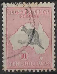 Kangaroos, Australia 1932, 10/- C of A Watermark, SG 136