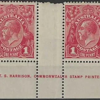 KGV, Australia 1914 - 22, 1d Single Watermark, BW 71(3)2q