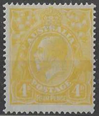 KGV, Australia 1918, 4d Single Watermark, BW 110D