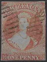 Queen Victoria, New Zealand 1855, 1d No Watermark, SG 4