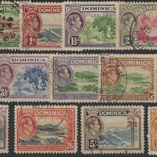 KGVI, Dominica 1938 - 47, ¼d - 10/-, SG 99 - 109a