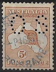 Kangaroos, Australia 1913, 5d 1st Watermark, SG 022, ASC 7s