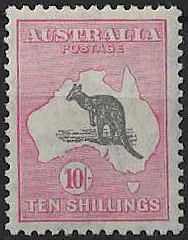Kangaroos, Australia 1929, 10/- SM Watermark, SG 136