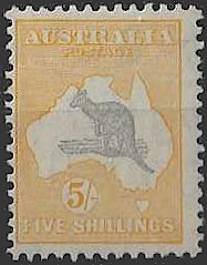 Kangaroos, Australia 1932, 5/- C of A Watermark, SG 135