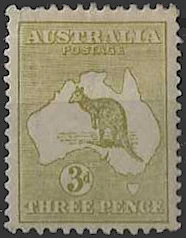 Kangaroos, Australia 1917, 3d 3rd Watermark, SG 37da