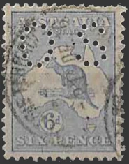 Kangaroos, Australia 1918, 6d 3rd Watermark, SG 046dw