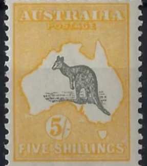Kangaroos, Australia 1920, 5/- 3rd Watermark, SG 42b
