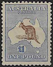 Kangaroos, Australia 1916, £1 3rd Watermark, SG 44, ASC 34
