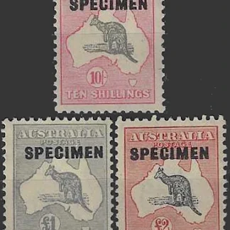 Kangaroos, Australia 1932-5, 10/- - £2 C of A WMK SG 136-8s