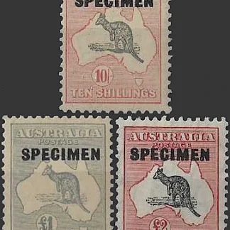 Kangaroos, Australia 1932-5, 10/- - £2 C of A WMK SG 136-8s