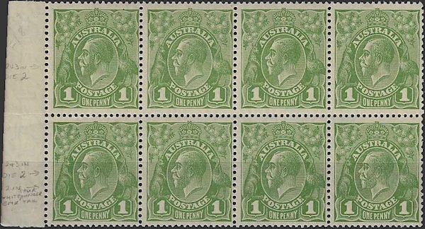 KGV, Australia 1928, 1d Small Multi. P.13½ WMK, SG 95 - 95b