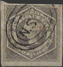 Queen Victoria, New South Wales 1859, 6d, SG 95