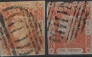 Queen Victoria, New South Wales 1852, 1d, SG 49 - 50