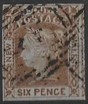 Queen Victoria, New South Wales 1852, 6d, SG 75