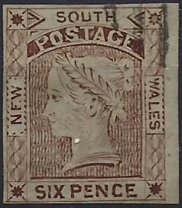Queen Victoria, New South Wales 1853, 6d, SG 77