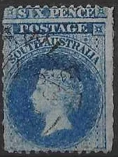 Queen Victoria, South Australia 1856, 6d, SG 56(var)