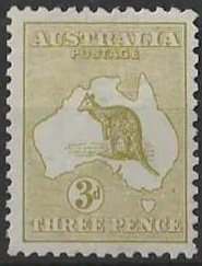 Kangaroos, Australia 1913, 3d 1st WMK, SG 5ea