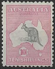 Kangaroos, Australia 1913, 10/- 1st WMK, SG 14