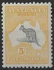 Kangaroos, Australia 1918, 5/- 3rd WMK, SG 42b