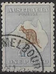 Kangaroos, Australia 1916, £1 3rd WMK, SG 44